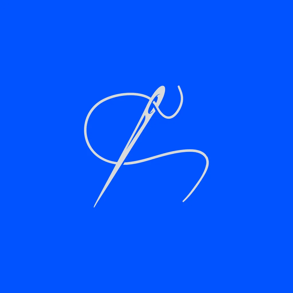 White graphic design on blue background, Frame 52 logo.